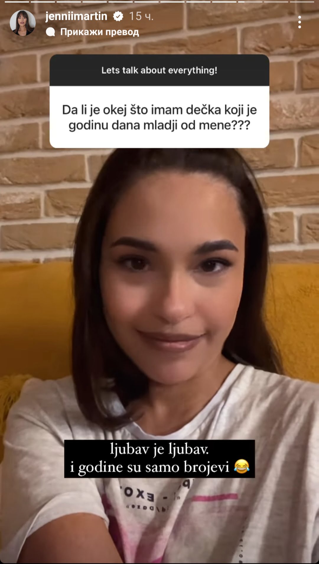 "GODINE SU SAMO BROJ": Dženi Martin odgororila na pitanje obožavateljke, pa otkrila šta misli o razlici u godinama 2 1696932791661