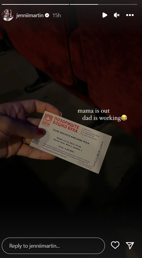 "MAMA JE IZAŠLA": Dženi Martin pokazala kako se provodi, pa otkrila šta njen suprug radi za to vreme (FOTO) 2 Screenshot 2023 10 14 101914