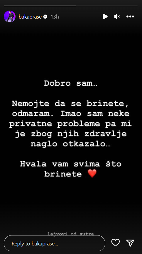 "ZDRAVLJE MI JE OTKAZALO": Baka Prase objavom zabrinuo fanove, pa otkrio razlog zdravstenih problema (FOTO) 2 baka prase