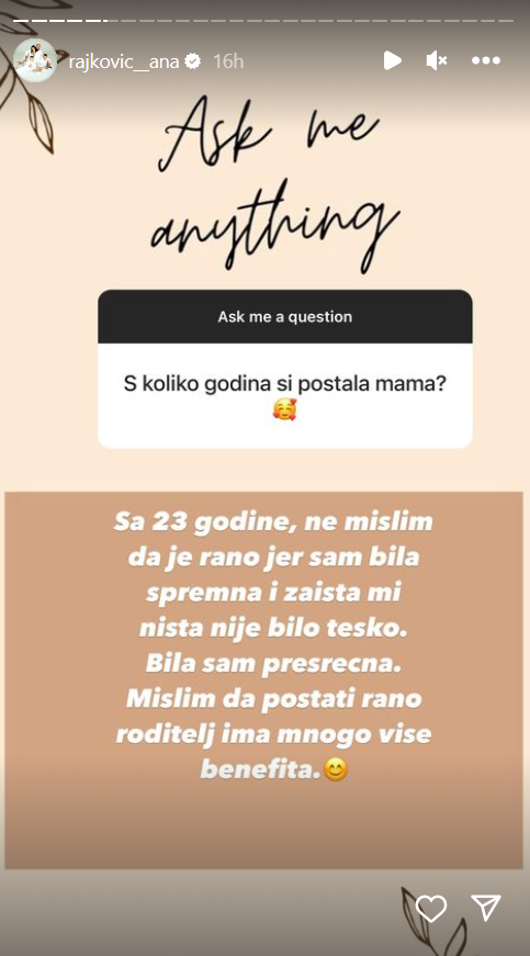"NIŠTA MI NIJE BILO TEŠKO": Ana Rajković progovorila o majčinstvu, otkrila da li ona i Predrag planiraju proširenje porodice (FOTO) 2 ana rajković