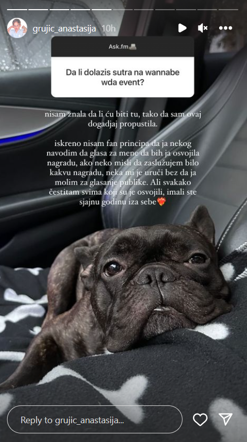 "NE ŽELIM DA MOLIM ZA GLASANJE PUBLIKE": Anastasija Grujić svojim mišljenjem uzburkala fanove na društvenim mrežama (FOTO) 2 anastasija grujić