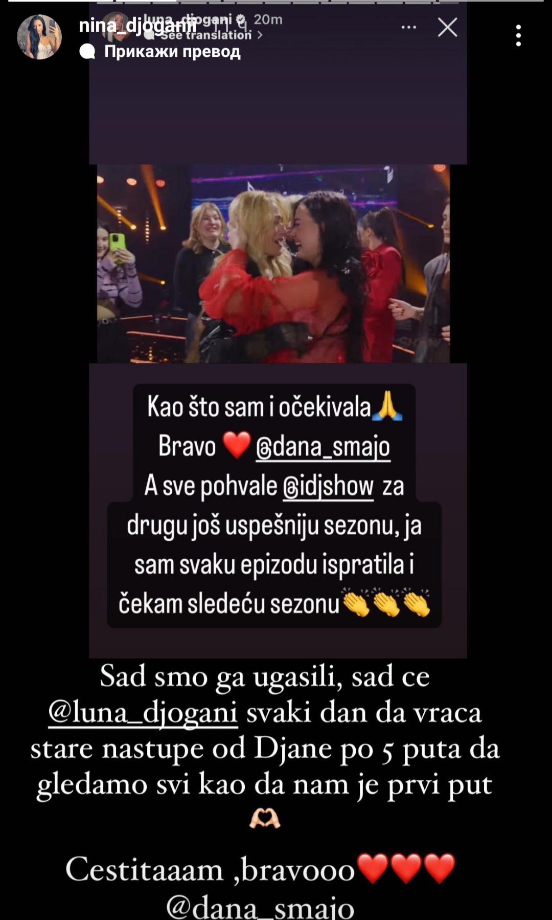 "SAD SMO GA UGASILI!": Nina Đogani čestitala Đani na pobedi, pa se našalila na račun sestre Lune 2 1703500453987