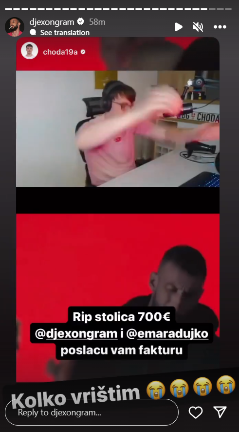 ČODA ZBOG ĐEKSONA POLOMIO STOLICU: Jutjuber napravio štetu od 700 evra, pa reperu uputio JAVNU poruku! (FOTO) 4 coda2