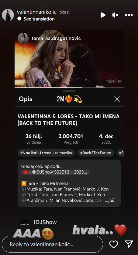 VALENTINA NIKOLIĆ OSVAJA TRENDING: Njen nastup u IDJShowu prešao dva miliona pregleda, takmičarka ne krije sreću! (FOTO) 2 val 1