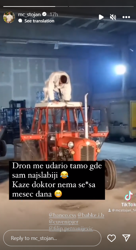 ''Udario me je tamo gde sam najslabiji'': MC Stojan doživeo peh na snimanju, pa urnebesnom objavom nasmejao sve (VIDEO) 2 mcs
