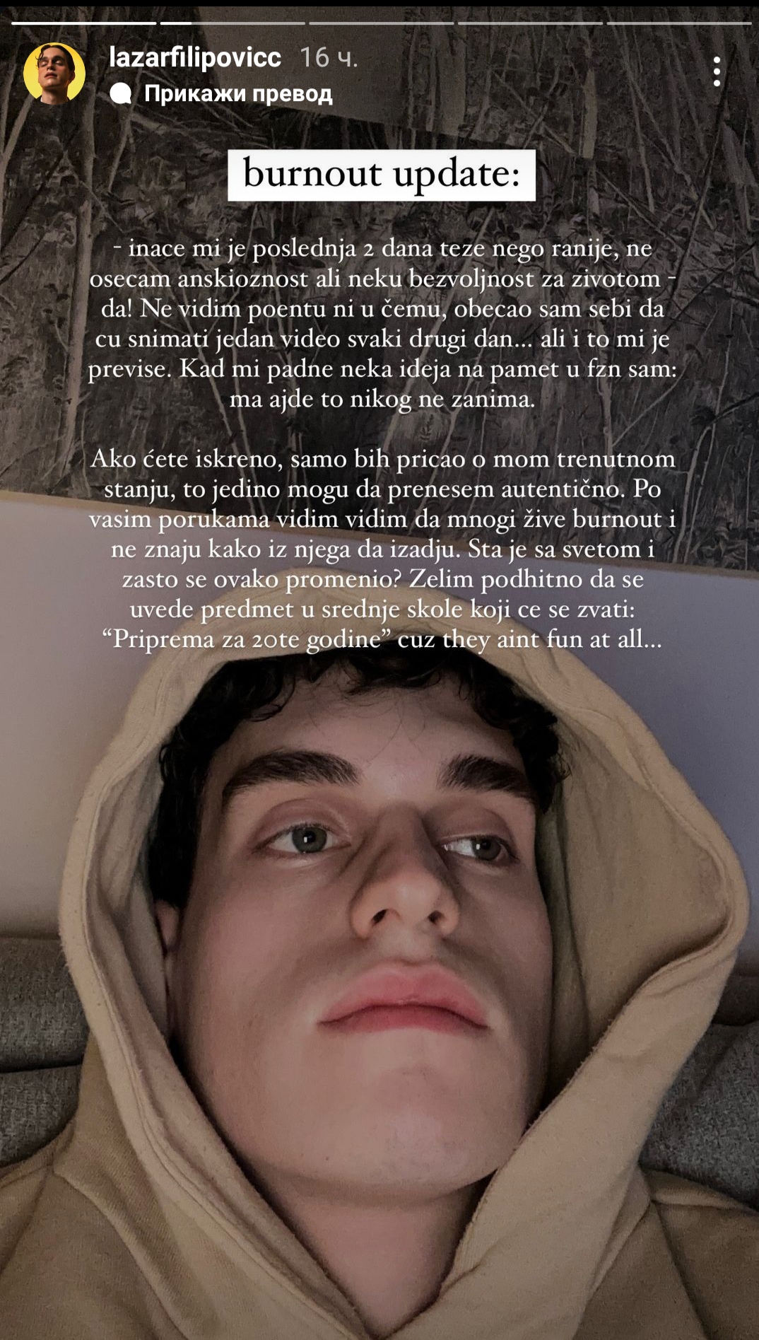 "Poslednja dva dana mi je teže nego ranije": Lazar Filipović iskreno o teškom periodu kroz koji prolazi 2 1707733802852