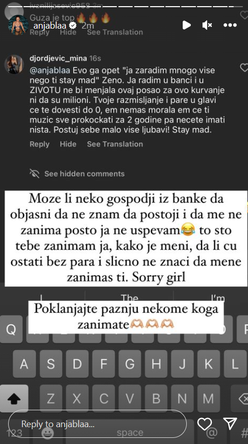 "Nastavite da se pravite pametne": Anja Bla provokativnim snimkom pokrenula lavinu komentara, pa oštro odgovorila na kritike (FOTO) 2 anja bla