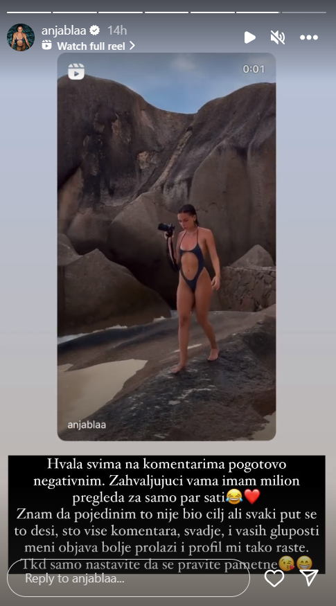 "Nastavite da se pravite pametne": Anja Bla provokativnim snimkom pokrenula lavinu komentara, pa oštro odgovorila na kritike (FOTO) 3 anja bla