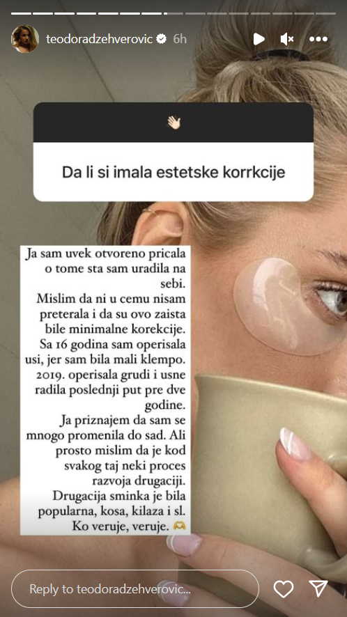 Otkrila istinu: Teodora Džehverović priznala koje je sve estetske intervencije imala, odgovorom iznenadila sve (FOTO) 2 teodorady