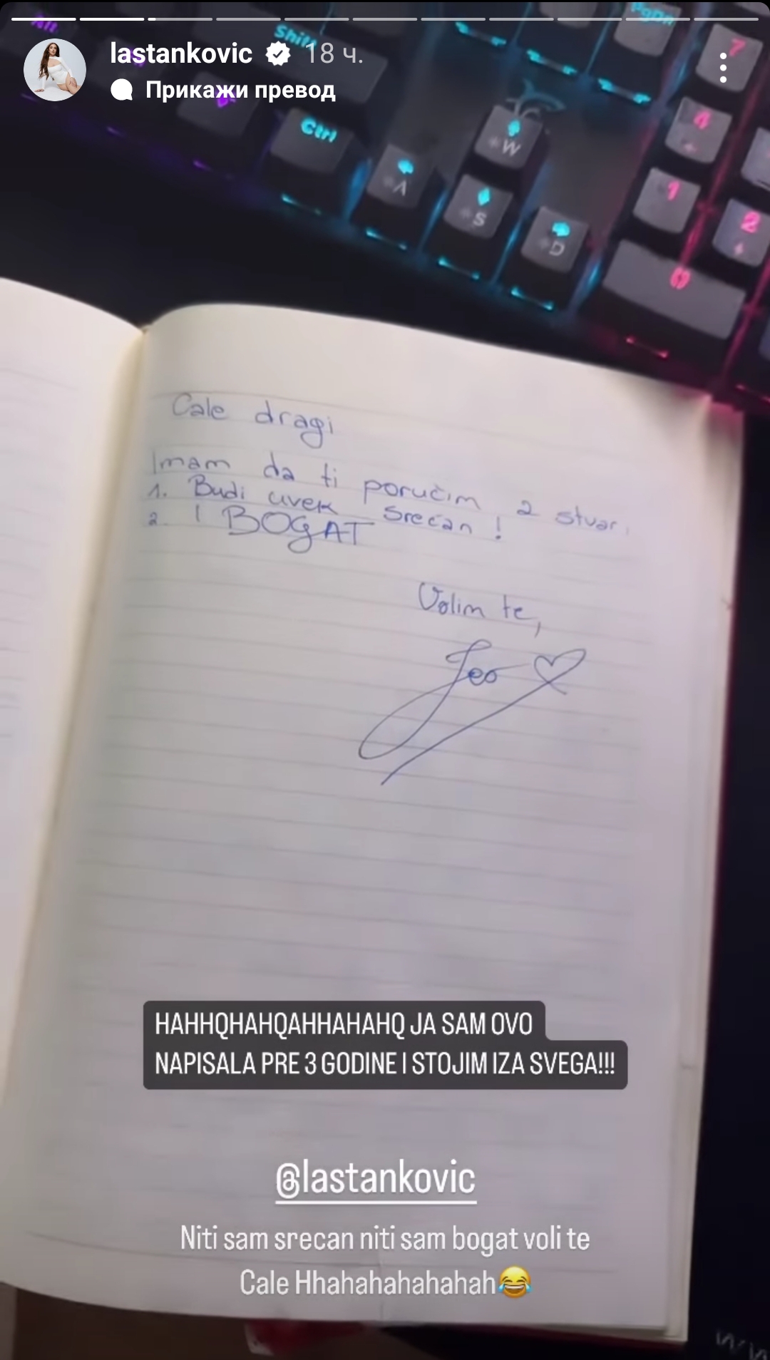 "Niti sam srećan, niti sam bogat": Cale odgovorio Lei Stanković, pa iznenadio sve priznanjem (FOTO) 2 1710931089966