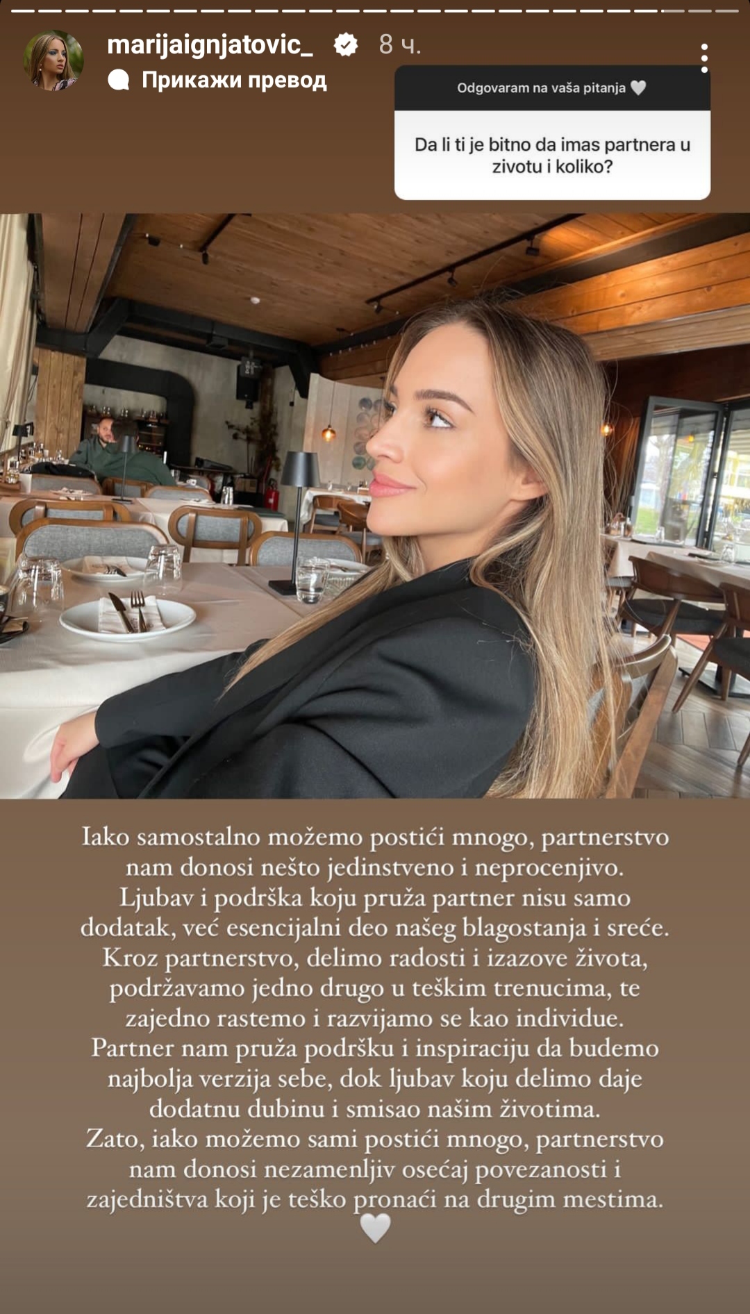 "Ljubav donosi nešto jedinstveno": Marija Ignjatović progovorila o emotivnim odnosima, pa otkrila zašto joj je bitno da bude u vezi 2 1711023671303