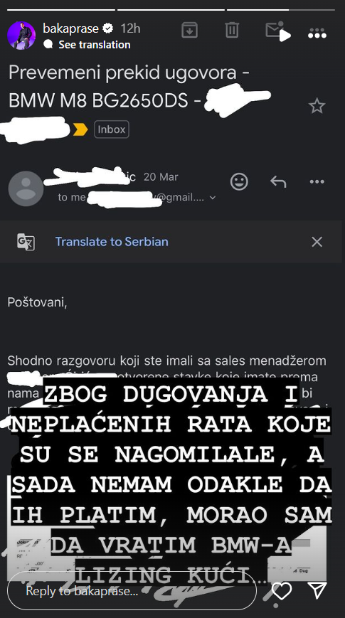Oglasio se Baka Prase nakon navoda o dugovima: Otkrio šta se dešava sa luksuznim automobilima, moli fanove samo za jedno 3 Screenshot 2024 03 27 085925