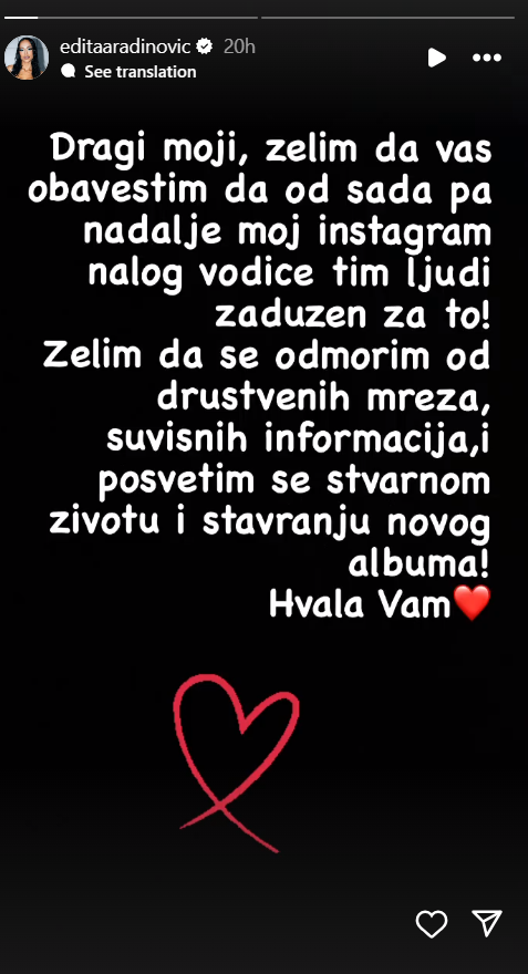 Odlučila se na drastičan korak! Nakon turbulentog perioda u privatnom životu, Edita najavila povlačenje (FOTO) 2 Screenshot 2024 05 23 104753