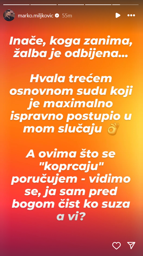 "Vi koji se 'koprcate' - vidimo se": Marko Miljković objavio zvaničnu presudu SUDA nakon incidenta u koji je bio umešan, poručio samo jedno (FOTO) 2 Screenshot 2024 05 31 091854