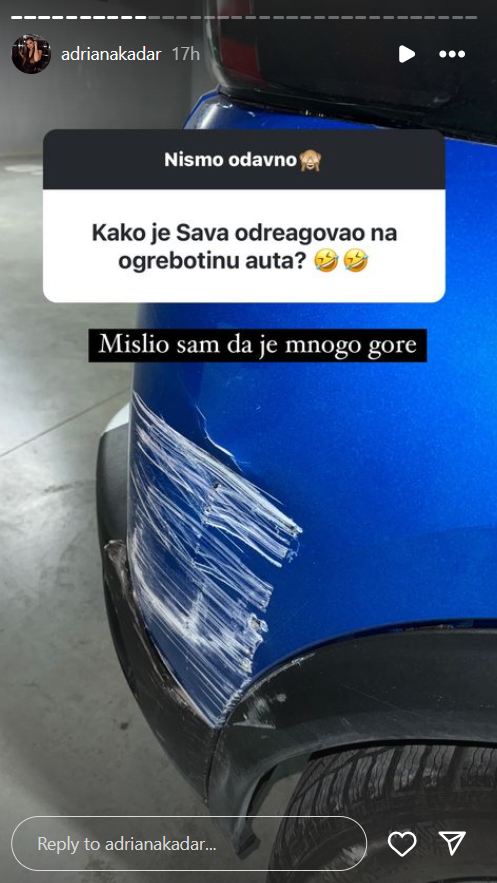 Fotografijom oštećenog auta svima stavila do znanja kakav je vozač: Adriana Kadar iznenadila objavom, pa otkrila kako je njen muž reagovao (FOTO) 3 adriana kadar1