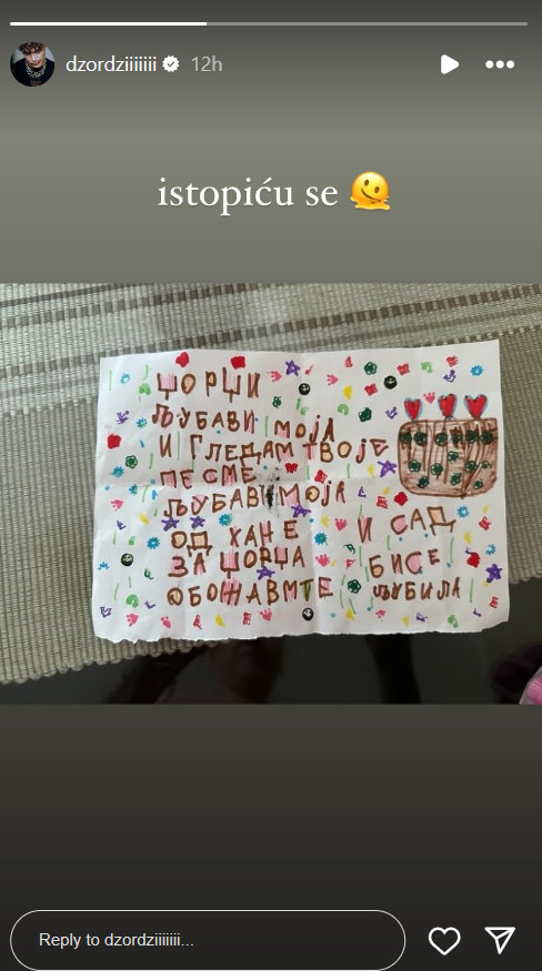 "Ljubavi moja...": Džordži dobio ljubavno pismo, pa sadržaj podelio na Instagramu - ove reči obožavateljke oduševile su sve! (FOTO) 2 dz
