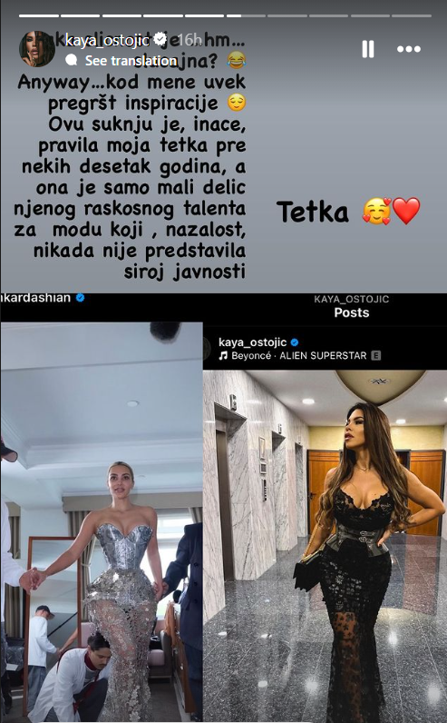 Svaka sličnost je slučajna? Kaja Ostojić pokazala raskošnu toaletu koju ima već deset godina, a gotovo identičan model je Kim Kardašijan ponela na ovogodišnjoj Met Gali! (FOTO) 2 kaja 1