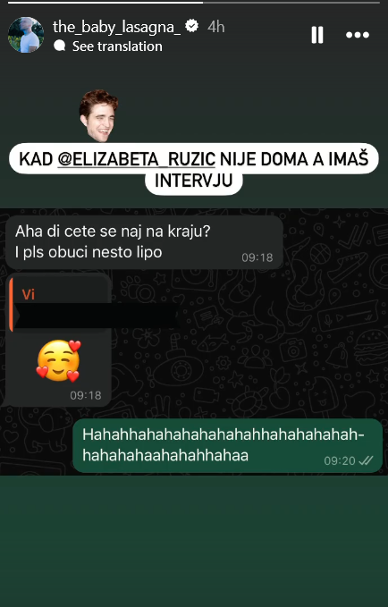 Isplivala prepiska Bejbi Lazanje i njegove verenice: Na jednu stvar mu je posebno skrenula pažnju, pa komentarom nasmejala sve (FOTO) 2 Screenshot 2024 06 12 133016