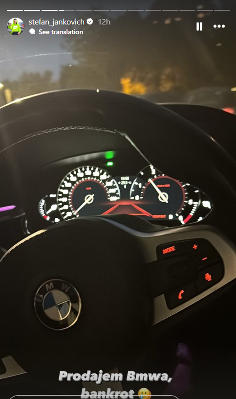"Bankrot, prodajem BMW": Janko novom objavom privukao veliku pažnju pratilaca, svi se pitaju da li je reč o još jednoj šali (FOTO) 3 image 2024 07 04 111349634