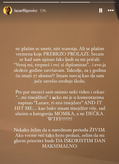 "Ne plaši me smrt ili starenje, ali jedna stvar me plaši": Tiktoker iskreno o svojim strahovima, pa priznao koji komentar ga je pogodio 2 lazar filipovic