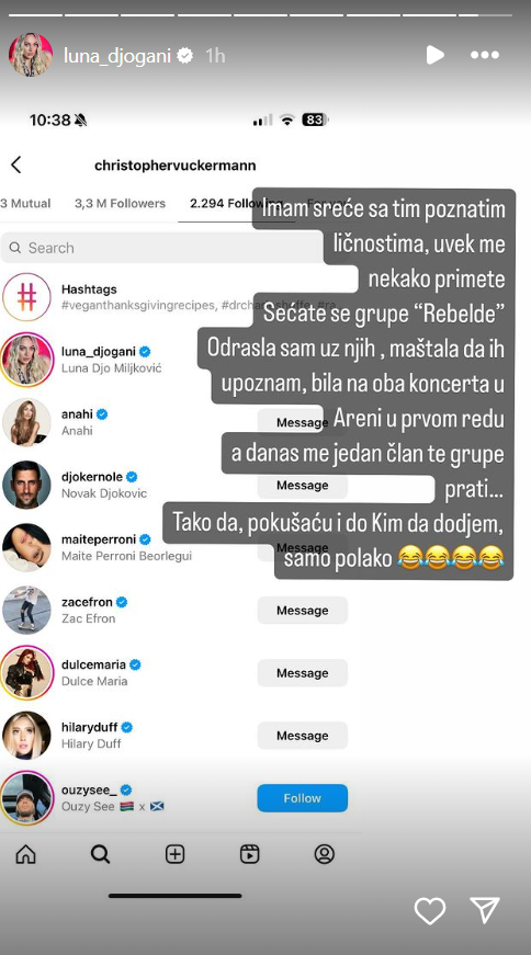 "Imam sreće sa poznatim ličnostima": Luna Đogani se pohvalila kontaktom sa svetskim zvezdama, pa otkrila koju slavnu starletu bi volela da upozna (FOTO) 3 Screenshot 2024 08 20 121157