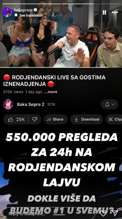 Baka Prase napravio nikada kontroverzniju proslavu rođendana: Snimak nesvakidašnje zabave pogledalo više od 550.000 ljudi, oprečni komentari ne prestaju da se nižu 3 baka rodjendan2