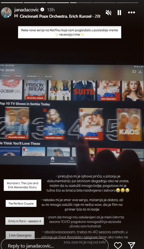 "Obožavam, treba mi 40 sezona odmah!" Jana Dačović uradila recenziju četiri popularne Netfliksove serije, a jednu je posebno istakla 2 jana dacovic