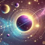 DALL·E 2025 04 07 15.44.48 A modern trendy horizontal astrology themed visual showing the night sky with stars planets and constellations. The colors are dreamy and magical —