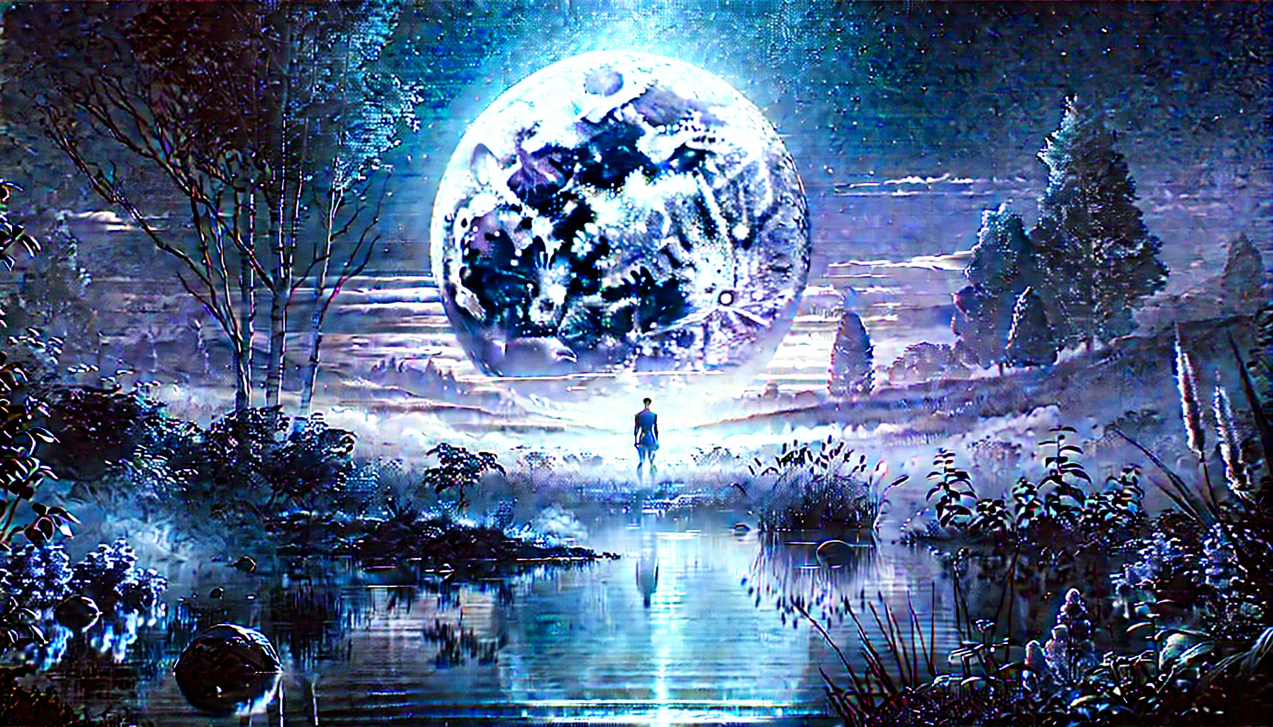 DALL·E 2025 04 16 14.34.11 An emotionally evocative image inspired by the full moon in Scorpio. A dreamy night scene with a large glowing full moon in the sky casting soft lig