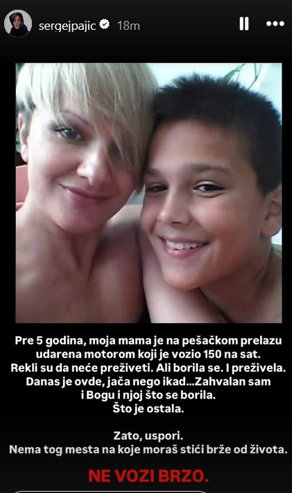 "Rekli su da mama neće preživeti, ali borila se": Sergej Pajić podelio bolnu uspomenu, pa uputio snažne reči koje bi svi trebalo da upamte 2 Screenshot 2025 04 07 145246