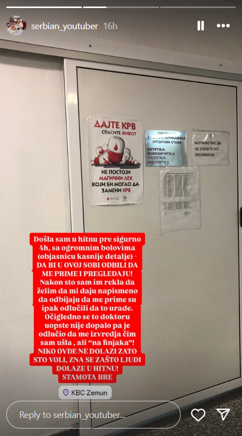 Naša influenserka završila u hitnoj, pa pobesnela zbog situacije u kojoj se našla: "Na ovakve stvari nikada neću ćutati, ovo je bruka za celu bolnicu!" (FOTO) 3 Screenshot 2025 04 24 152047