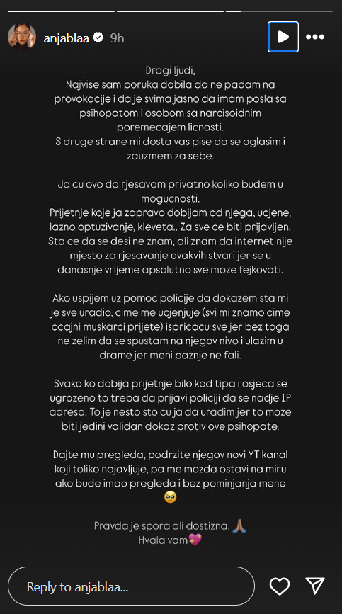 Nikad brutalnije oglašavanje Anje Bla o Baki Prasetu! Influenserka planira da ga prijavi policiji, pa se dotakla i slučaja tragično nastradale jutjuberke (FOTO) 4 Screenshot 2025 06 18 093011