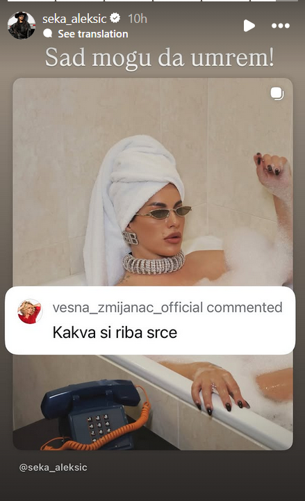 “Sad mogu da umrem!” Seka Aleksić pozirala u kadi punoj pene, pa dobila komentar od naše muzičke zvezde - ovome se nije nadala! (FOTO) 2 Screenshot 2025 11 20 103302